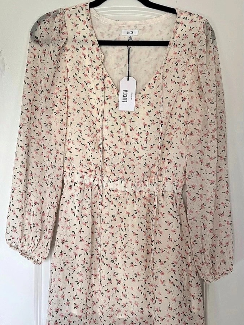 Lucca Floral Mini Dress in Pink & White Size Small NWT